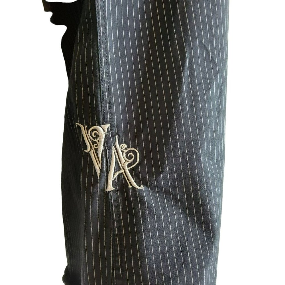 RVCA Men's Large Black and White Pin Stripe Button Down Shirt W/Embroidery - EUC - Picture 4 of 13